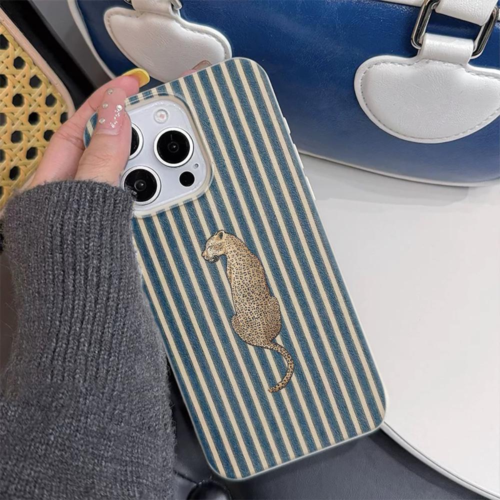 Striped Cheetah Phone Case Suitable For IPhone 17 Pro Max Air 16 15 Plus 14 13 12 11 Case Cover Funda For IPhone 16 15 14 Plus
