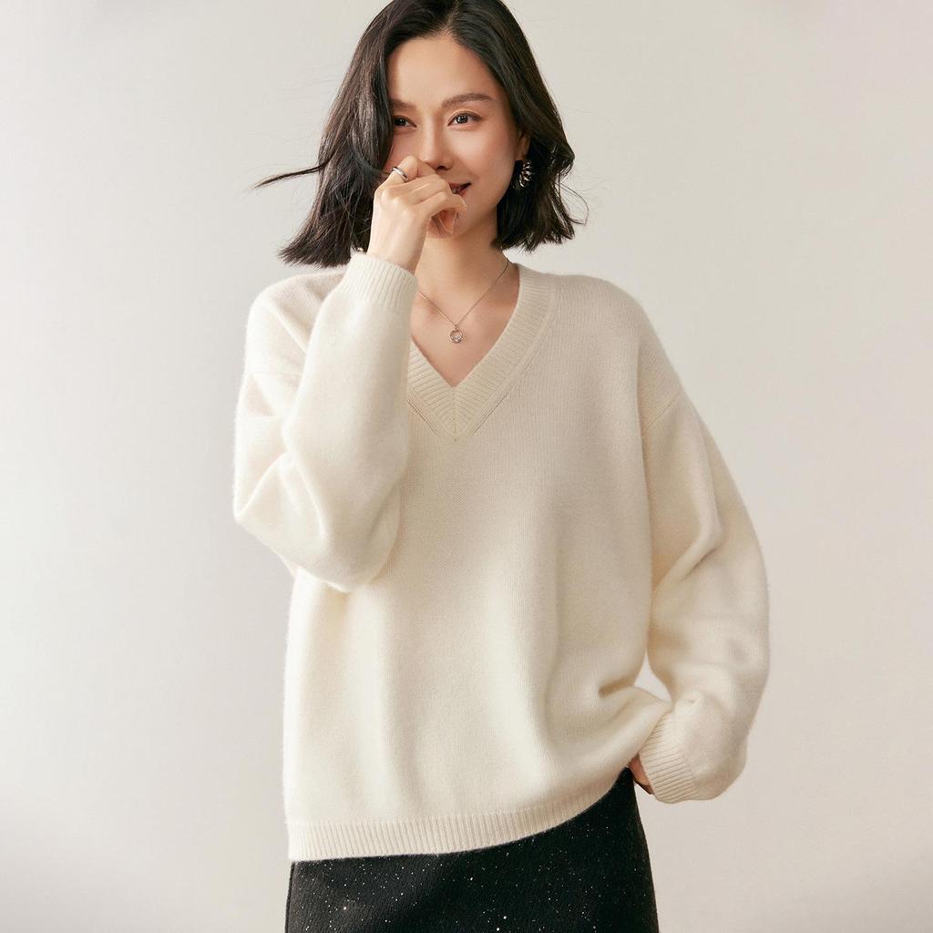 Mengyi 2025 Cashmere Women's Sweater: Soft, Comfortable, Mid-Length Knitwear, Solid Color, Long Sleeve, Autumn/Winter Collection.