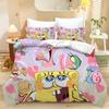 Cartoon New 3d Funny S-SpongeBobS Duvet Cover Pillowcases Twin Full Queen King Size Bedding Set Soft Bed Linens Bedclothes