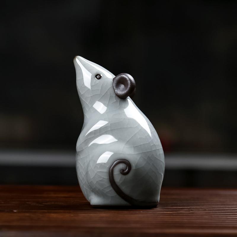 Nourisable Pony Tea Pets Ceramic Cattle Lovely Tea Play Ornaments Mouse Tea Tray Ornaments Fairy Garden Figurines