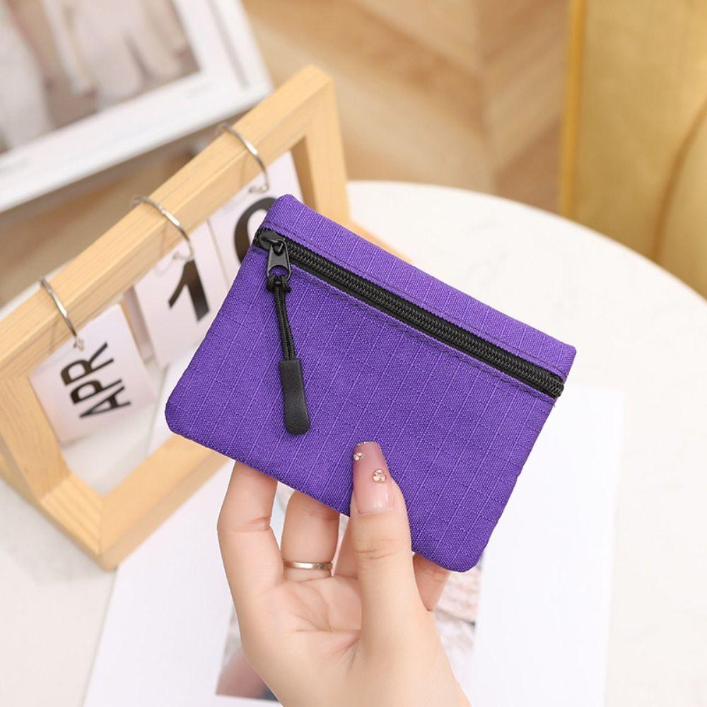 Solid Color Kid Storage Pouch Money Pocket Mini Coin Purse Unisex Zipper Canvas Coin Key Bag