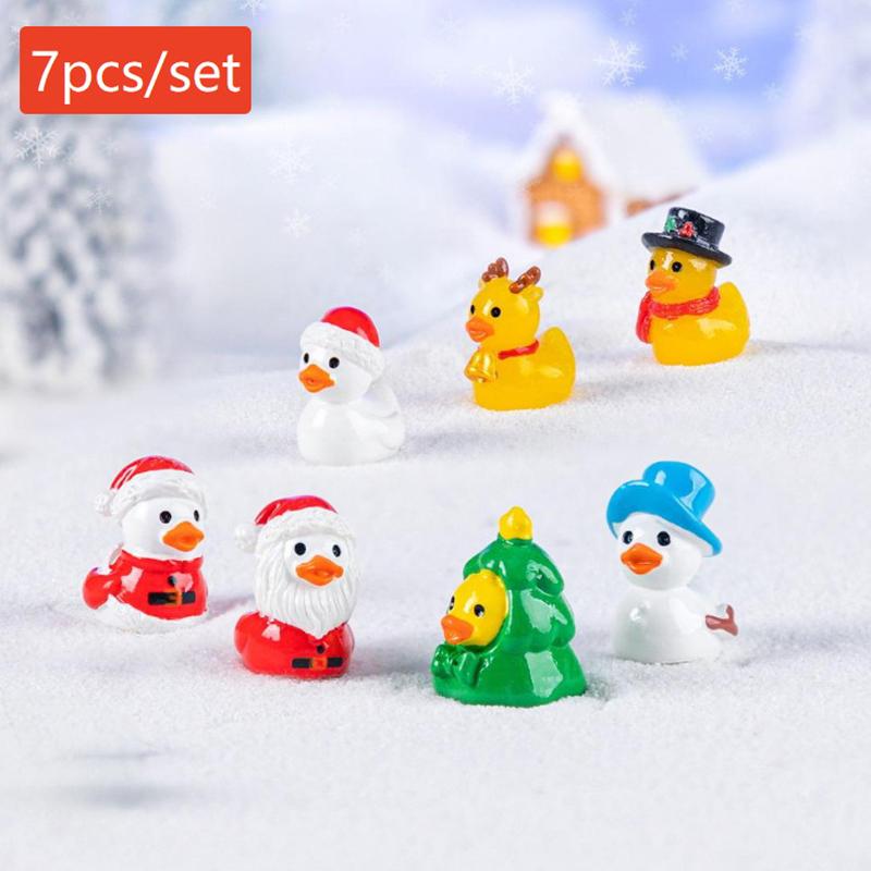 Söt Jul Liten Gul Anka Docka Snö Landskapsarkitektur Gör-det-själv Dekorationsaccessoarer Mikrolandskap Små Ornament Hantverk