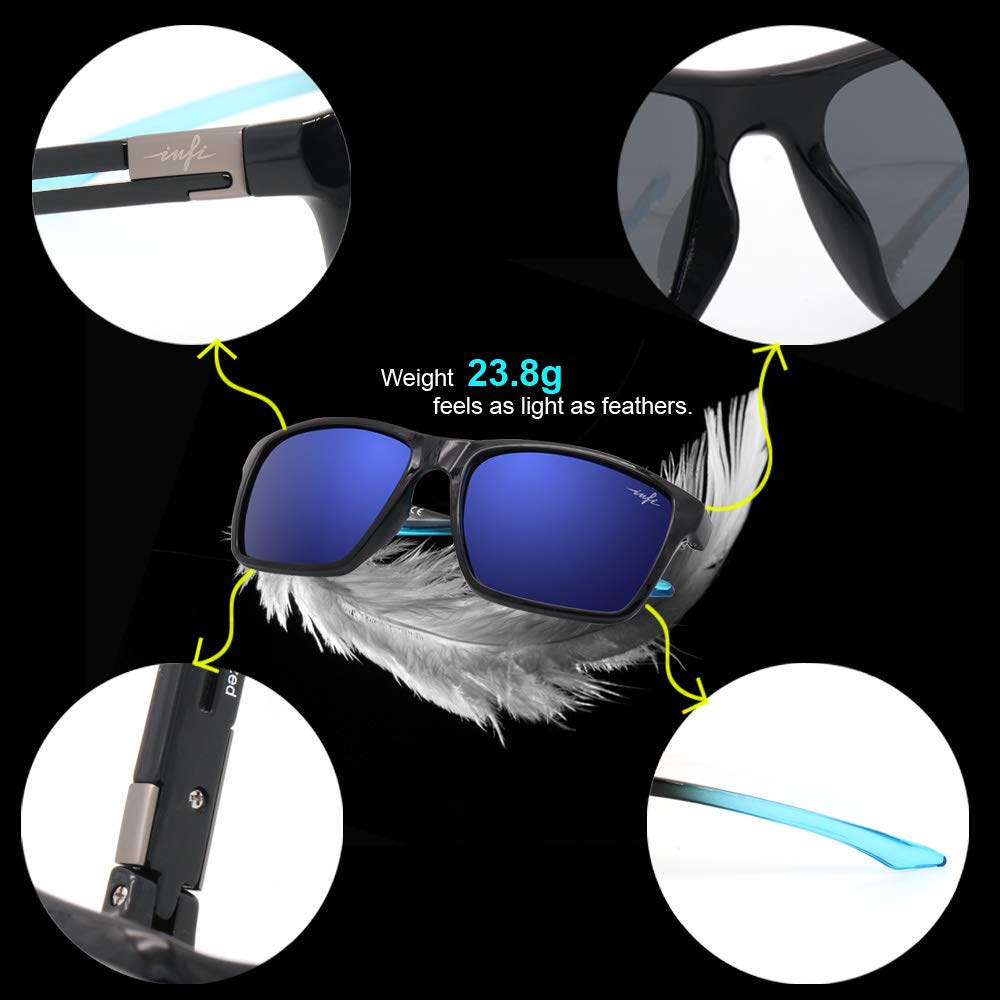 Polarized Sunglasses for UV Gradient Black Blue Mirror Designer Model [INFI] Fishing, Driving, Sports, Running, Protection, Men's & Women's, Frame,