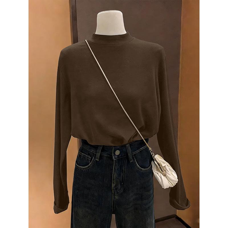 

Korean-Style Fleece Long-Sleeve Women s T-Shirt, Brushed Warm Base Layer (Autumn/Winter 2026) Extra Large