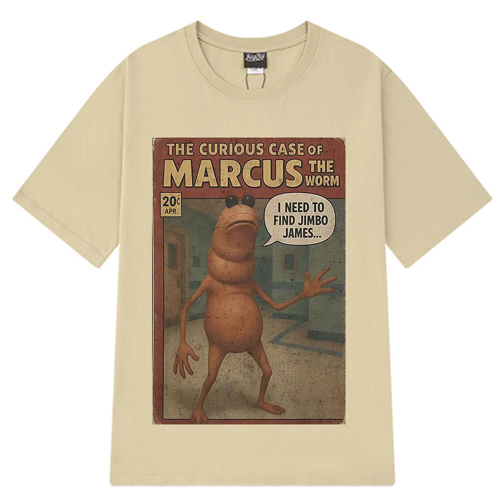 Marcus The Worm Comic Funny Meme T Shirt Men Women Vintage T-shirt Summer Short-sleeved Loose Casual Cotton Harajuku T-shirts