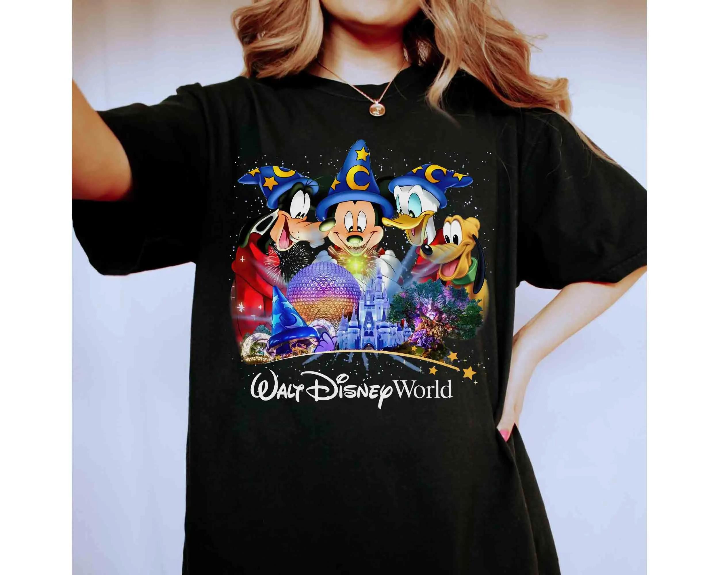 

2026 Summer Disney Mickey Wizard Graphic Tshirt Men Women Fashion Cotton Quality Casual Loose Short Sleeve Classic Unisex 2XL