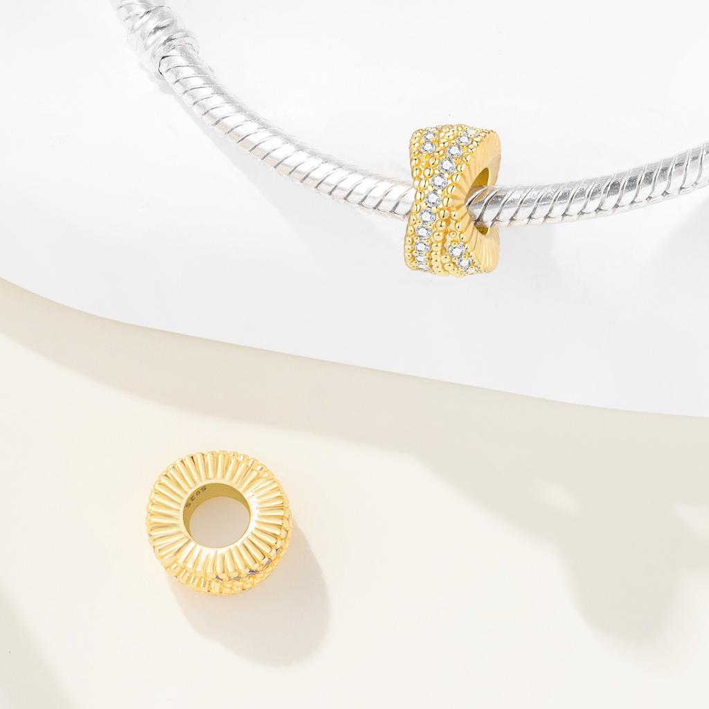 Copper Golden Hollowed-Inlaid Stone Stars And Moon Charms Beads Pendant For Original Bracelet Woman Girl Jewelry