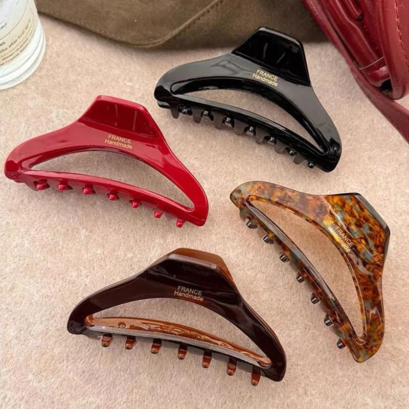 French High Quality Acetate Hollow Hair Claws For Women Girls Sweet Retro Shark Jaw Claw Clip Fashion Hair Ornament Accessories