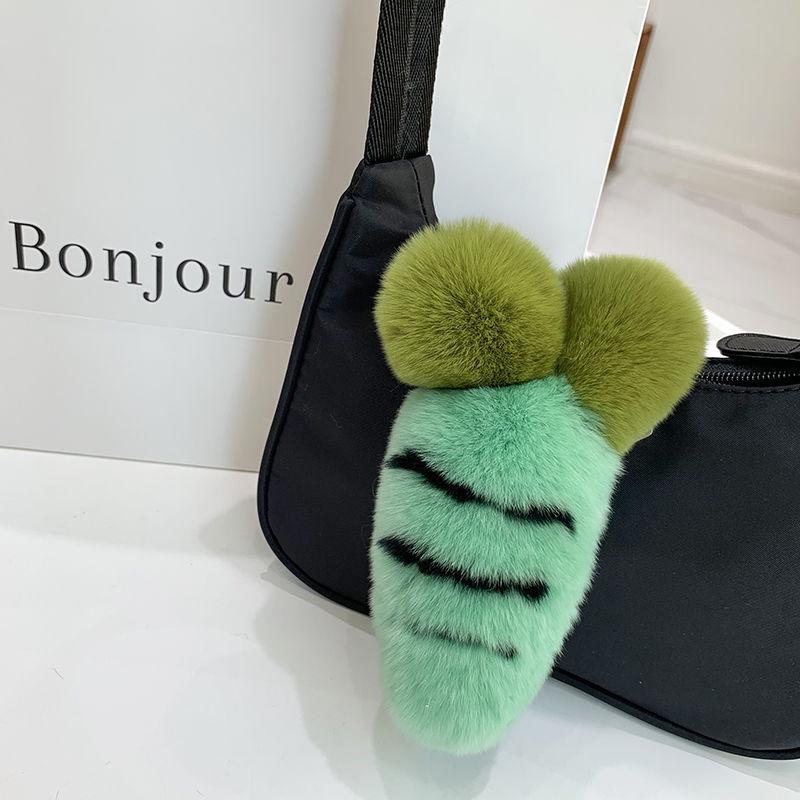 

Korean Real Rex Rabbit Fur Carrot Heart Bag Charm & Keychain