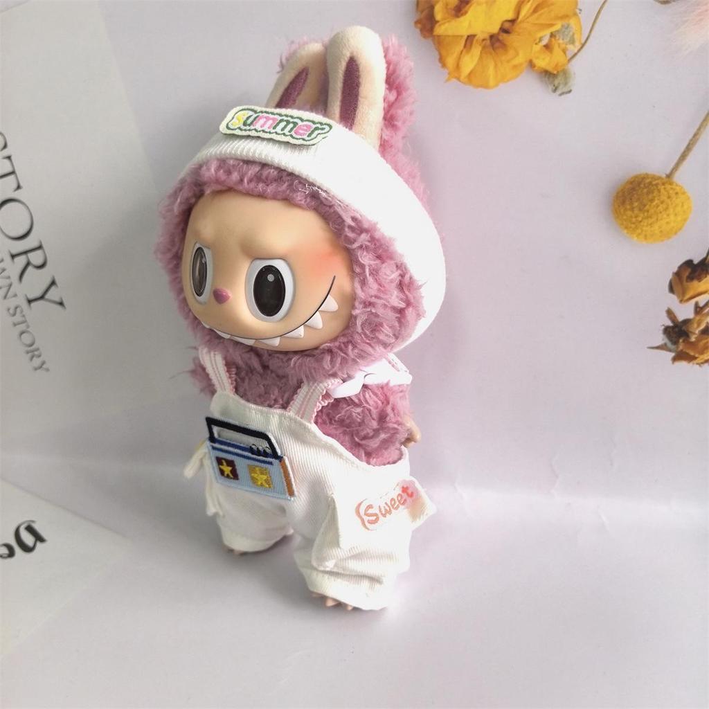 17cm Labubu Plush Doll Outfit Set: Generations 1-3, Pendant, Replacement Clothes, Headband, Overalls, Figurine.