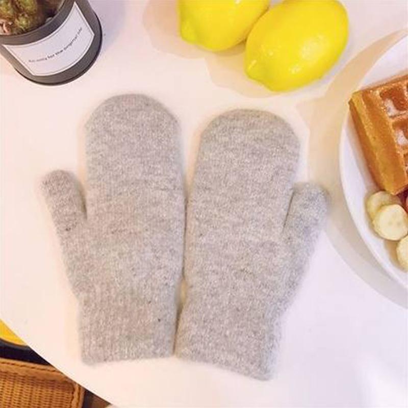 Women Winter Warm Cashmere Gloves Elastic Full Finger Mittens Soft Rabbit Fur Warm Plush Gloves Girls Knitted Riding Gloves