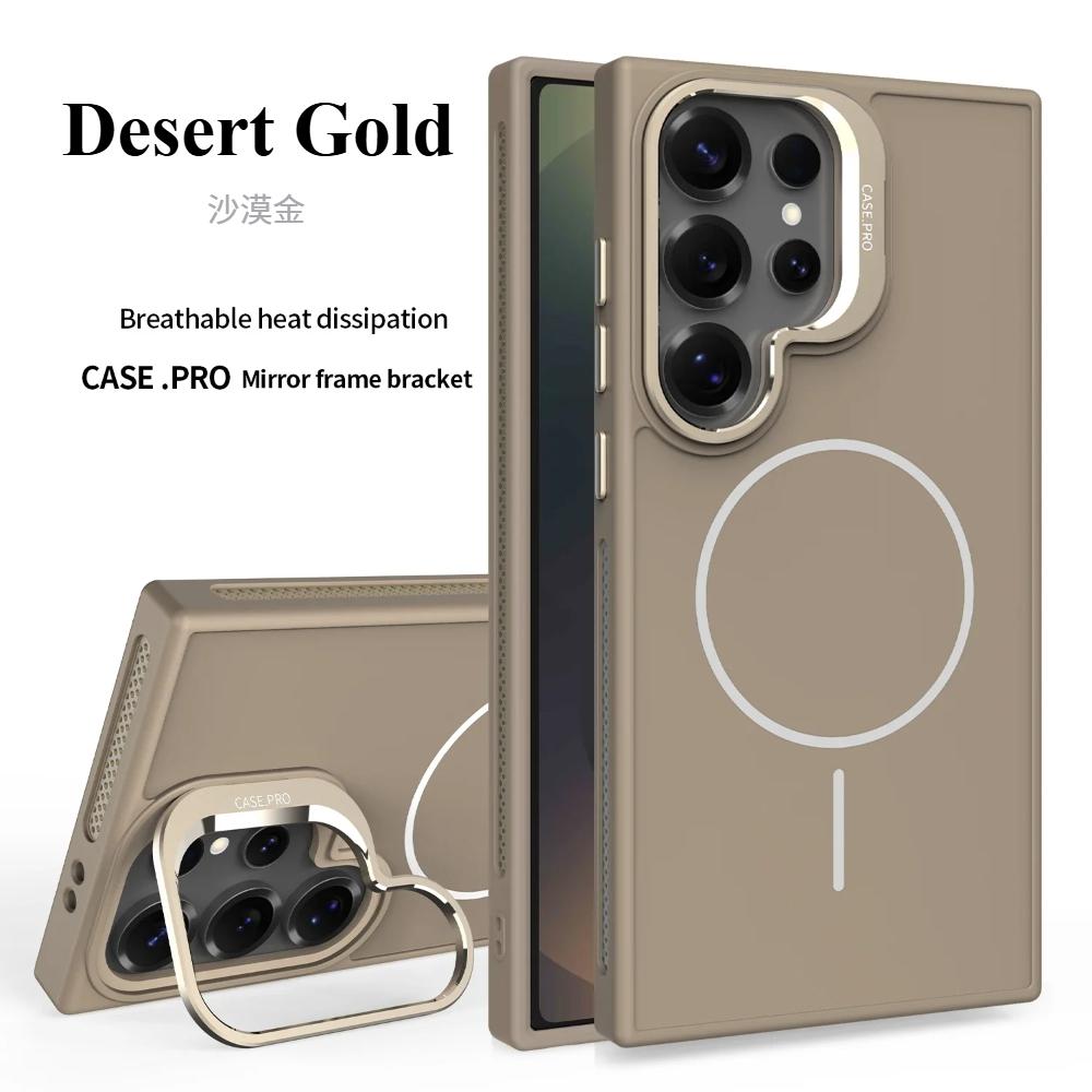 

Чехол с функцией охлаждения и невидимой подставкой для Samsung Galaxy S25 S24 Ultra с беспроводной зарядкой MagSafe и защитой от падений Samsung Galaxy S25 Ultra золотой