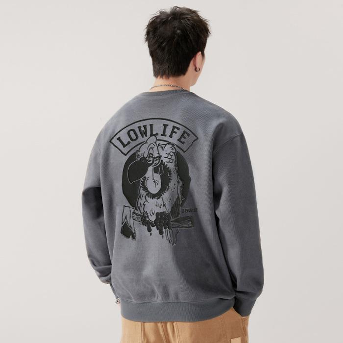 Осенний 380G американский тяжелый круглый ворот свитер мужской свободный большой — фото 7