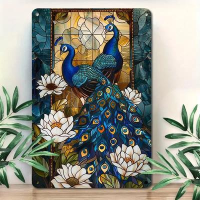 Arte de Pared Metálico de Pavo Real Aluminio Hecho a Mano Decoración del Hogar Colgante de Pared Elegante Regalo