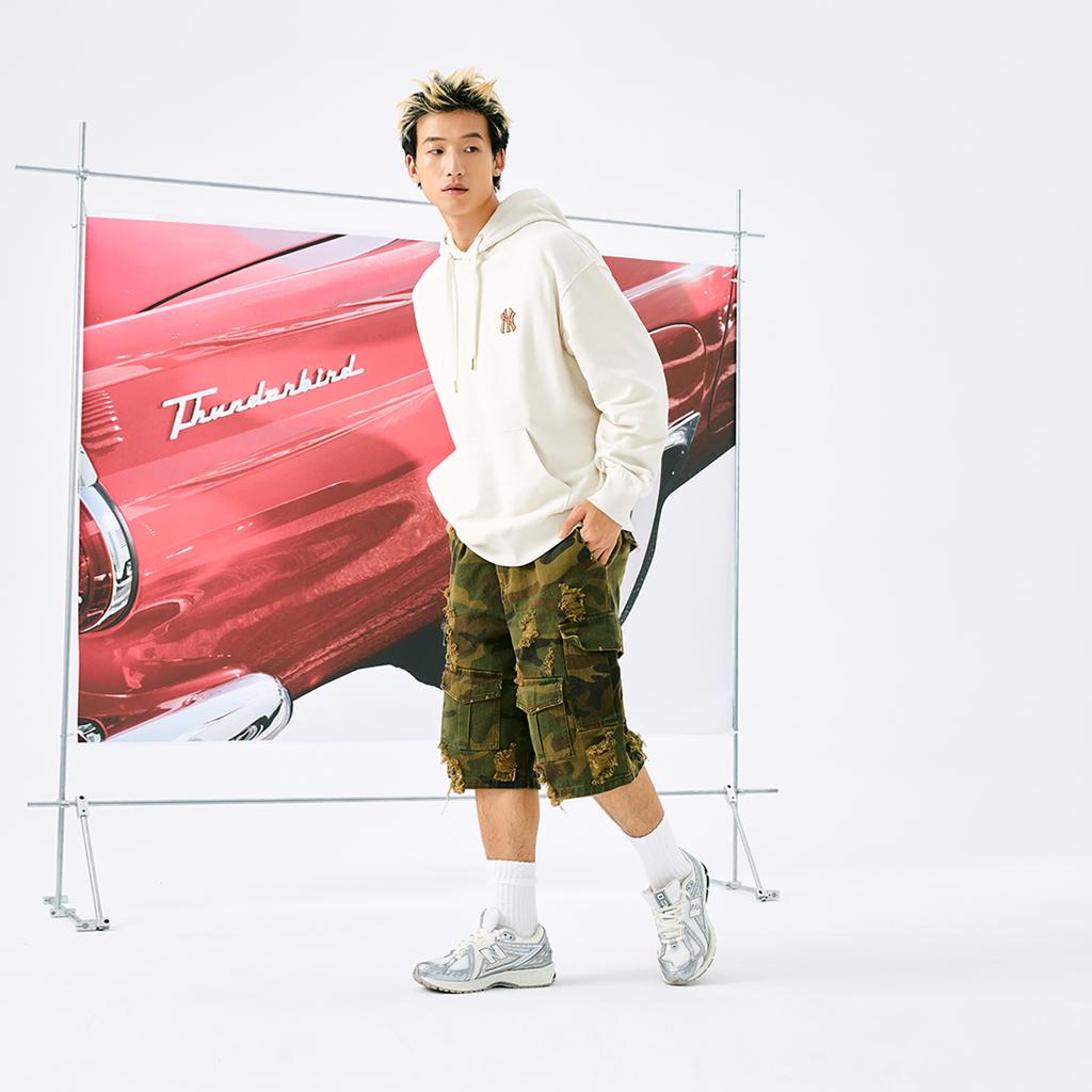 New MLB MONOGRAM Collection New York Yankees 24FW Hoodie Unisex Cream 3AHDM0144-50CRD