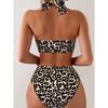 Maillot de bain fendu deux pièces imprimé léopard, bikini, usine de maillots de bain européenne et américaine, vente en gros