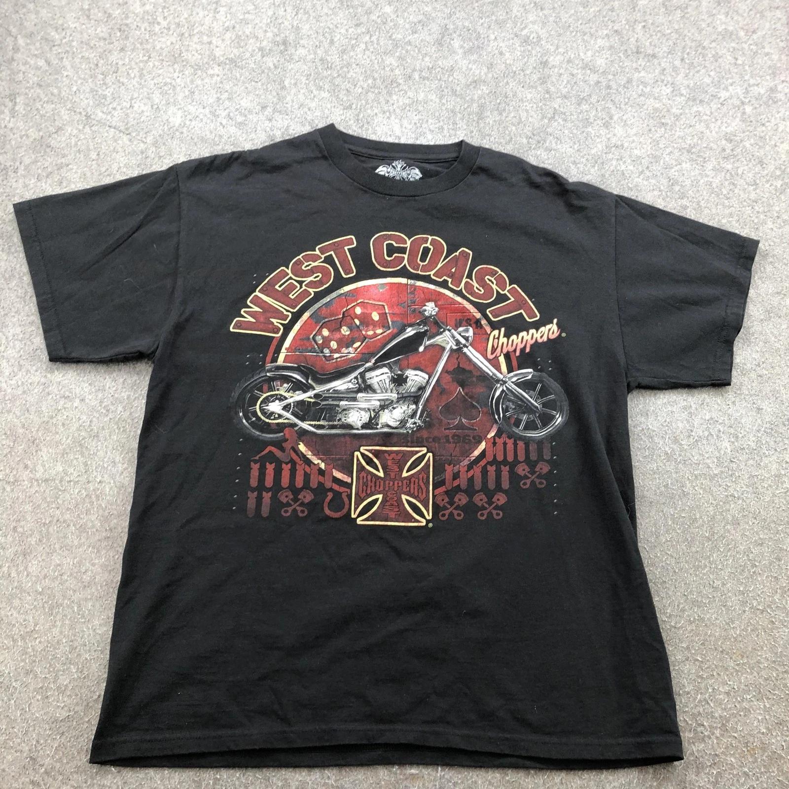 West Coast Choppers Shirt Mens Large Black Motorcycle Dice Graphic Tee Biker S