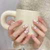 HANDMADE Artificial Nail Gentle Temperament of Golden Flowers Phototherapy Nails Fake Nails Reusable and Removable Nails