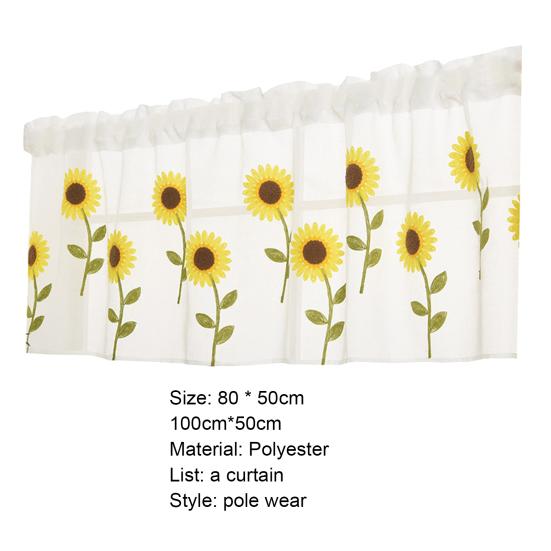 Vorhang Sonnenblume Bestickt Dekorativ Polyester Kurzer Transparenter Vorhang für Zuhause