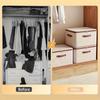 Foldable Linen Storage Box with Double Zippers And Faux Leather Handles,Large Capacity Under-Bed Storage Basket with Lid