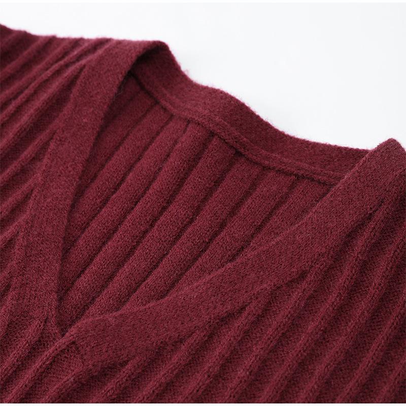 Autumn and Winter Wool Suit Women's Autumn and Winter High-end Sense Solid Color V-neck Sweater Straight Trousers Two-piece Set Women