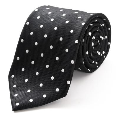 Michiko London Brand Made In Pin Dot Pattern Necktie, Japan, 100% Silk, (Black, E)