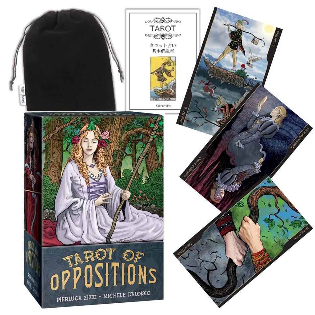 Kancharo 78-Card Tarot Card Set (Tarot of Oppositions) with Japanese Tarot Card Instructions and Pouch (Authentic)