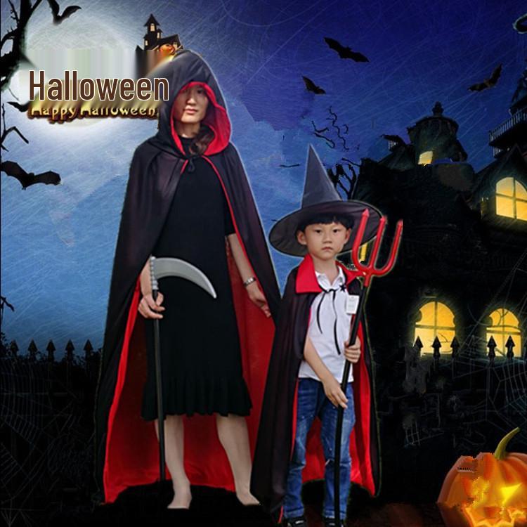Red & Black Double Layer Vampire/Pirate Cape - Halloween Cosplay Cloak
