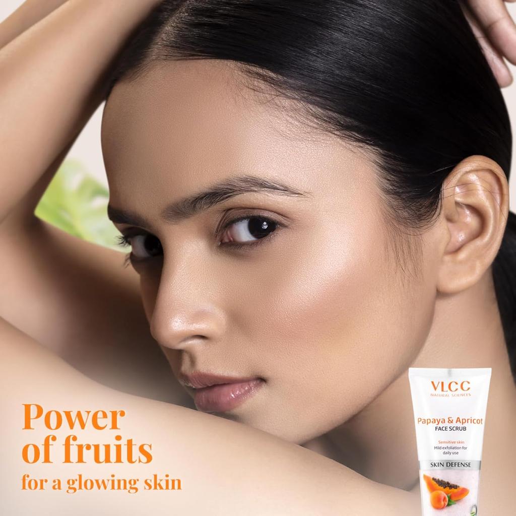 VLCC Papaya & Apricot Face Scrub 80g Pack of 2 | Gentle Exfoliating Scrub for Smooth Healthy Skin