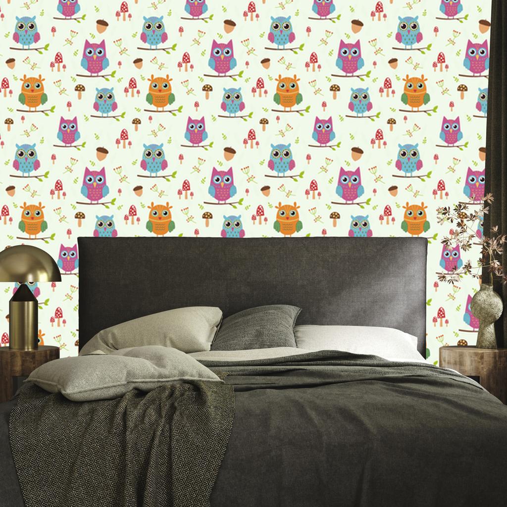 Colorful Owls Wallpaper for Living Room and Bedroom 50x1000