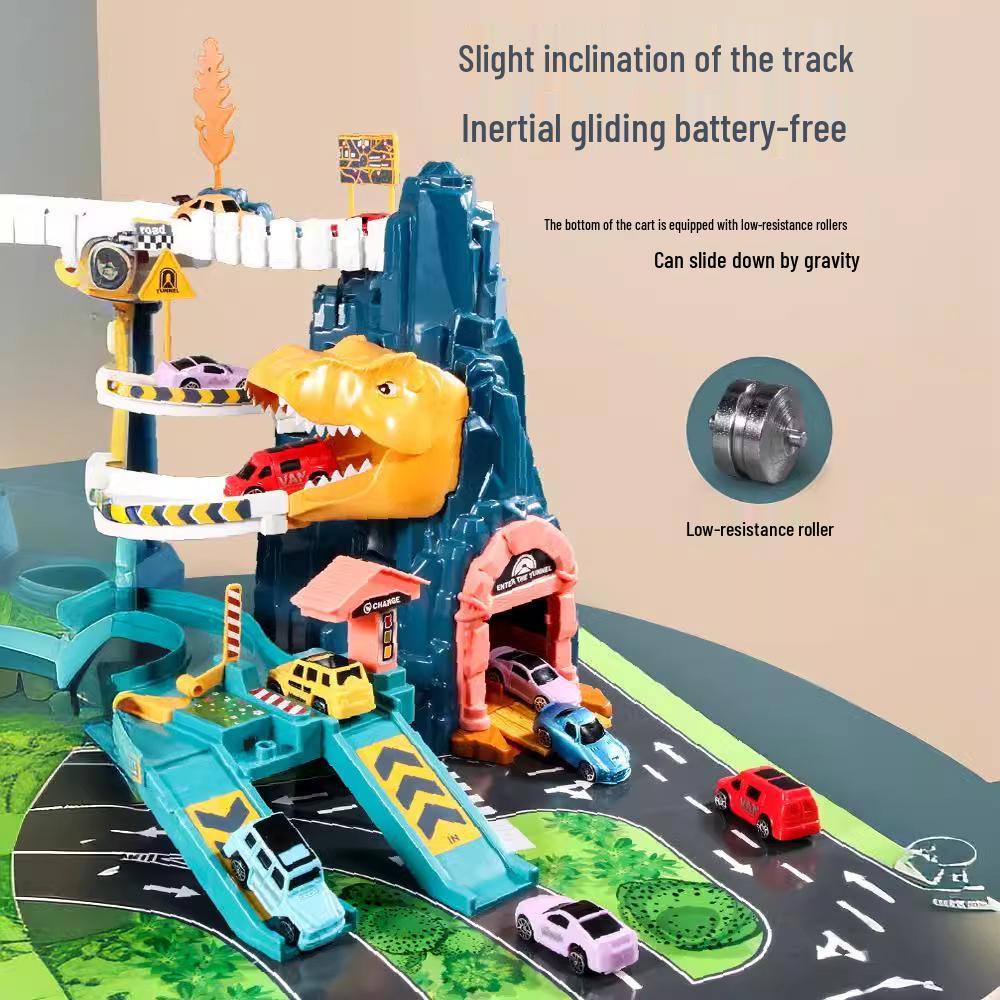 Dinosaur Adventure Skyscraper Track Car Set for Kids