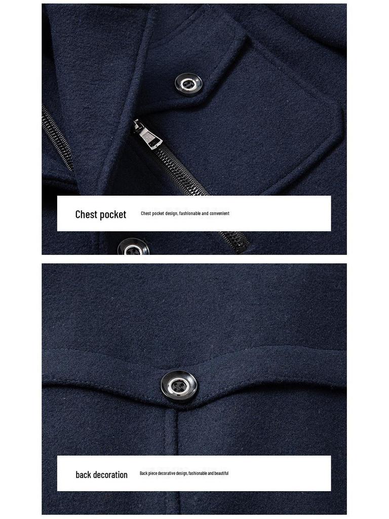 Men's Double Collar Woolen Coat: Autumn/Winter Business Style for Middle-Aged Men