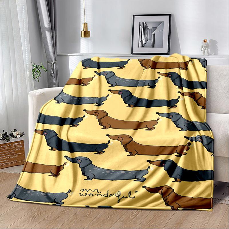 Dachshund Blanket Cute Black and Red Paws Printed Soft Flannel Blanket Warm Cozy Blanket for Teens Adults Kids