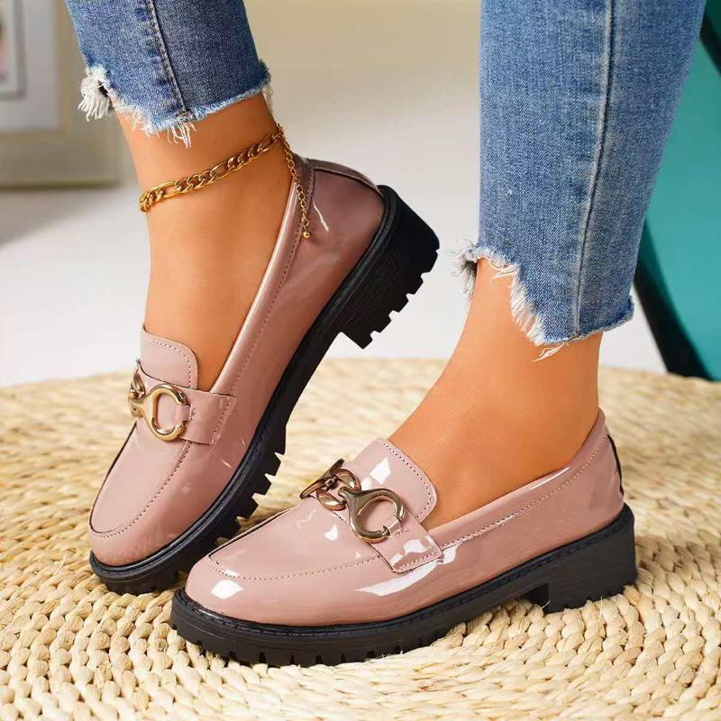 Fashion Women Loafers British Style Small Leather Shoes Fashion Thick Heel Casual Shoes New Slip On Single Shoes for Women Zapatos Mujer