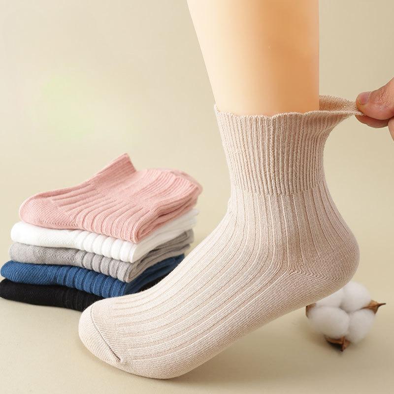 

Elderly People s Loose Socks, Postpartum Women s Socks, Spring and Autumn Pure Cotton Socks, Wide-mouthed, Non-constricting, Ruffled Mid-calf Socks 1 pair білий