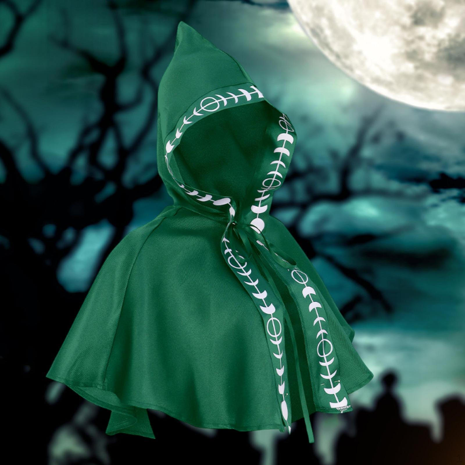 

Хэллоуин Плащ Карнавалы Костюм Роли Игра Короткий Переодевание Мрачный Капюшон зелёный