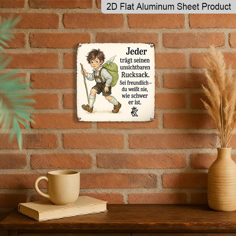 2D Flat, 1pc Vintage German Quote Metal Sign - Aluminum Wall Plaque with Inspirational Retro Phrase, Office Decor, Easy Mounting for Bedroom