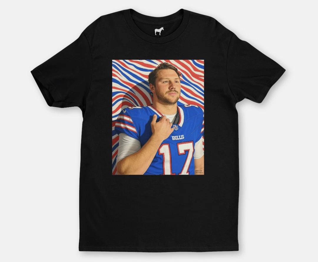 Josh Allen Water Color Bills Fan Portrait Unisex T-Shirt Adult & Youth Sizes XXXL