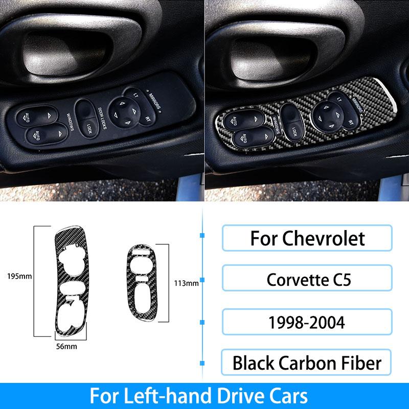 Pentru Chevrolet Corvette C5 1998-2004, fibră de carbon, priză centrală, buton radio, ridicare fereastră, inel pentru chei, decorare pentru capac