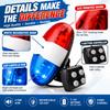 Bike Horn Light with 4-Tone Electronic Horn and LED Warning Light, Handlebar Mount, Fits <=24mm Bars, Batteries Not Included