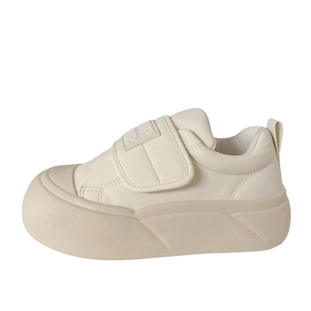 Plateau Weiße Schuhe Damen Hässlich Süß Herbst Neu Nische Klettverschluss Big Head Brotschuhe Student Board Schuhe