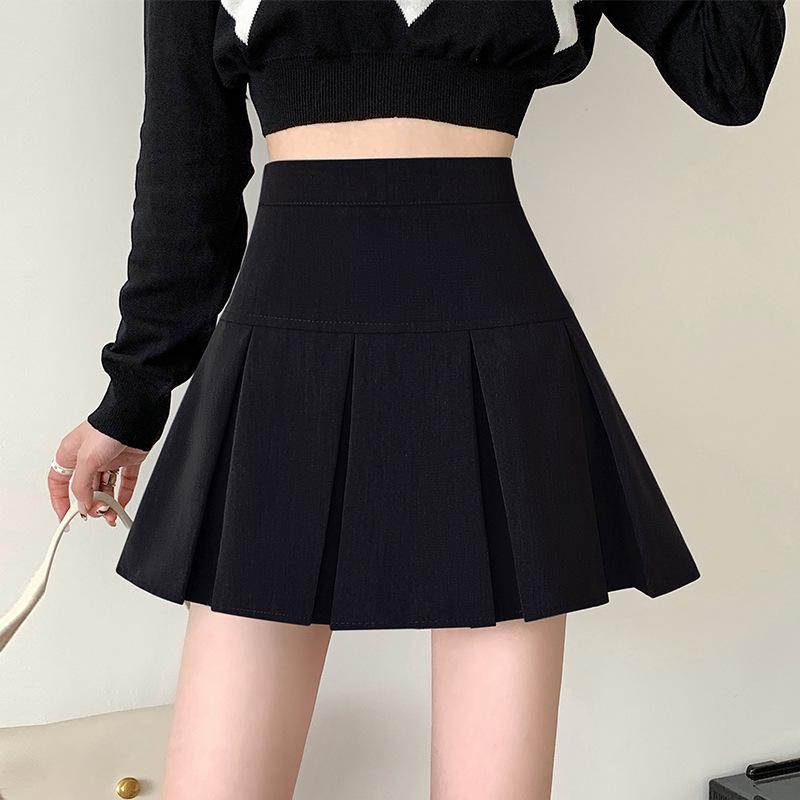 

Женская серая плиссированная юбка А-силуэта с высокой талией - Стройнящая, для миниатюрных, Весна/Осень 2024 XS чёрный