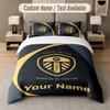 Custom Bedding Set Leeds United Pattern, Print Name Text 1 Duvet Cover Plus 2 Pillowcases Home Textile