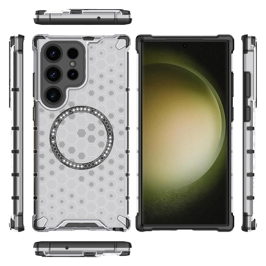 For Samsung Galaxy S25 Ultra Case Compatible with MagSafe Honeycomb Design TPU+PC Phone Cover