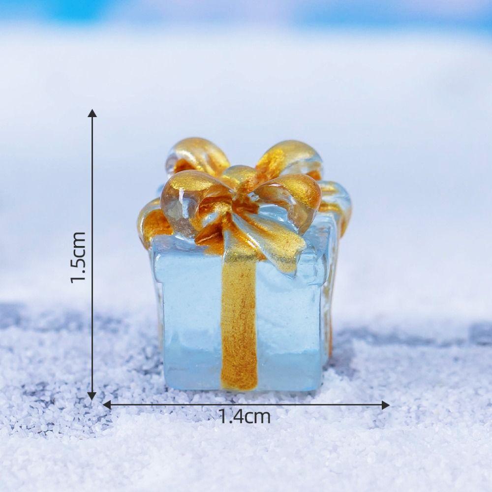 6 PIÈCES Micro Paysage Noël Boîte Cadeau Lumineuse Bricolage Mini Figurines Lumineuses de Noël Résine Dessin Animé