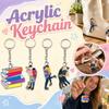 Acrylic Keychain Couple Design with Metal Key Ring and Lobster Clasp Durable Lightweight Portable Accessory for Keys Bags and Gifts