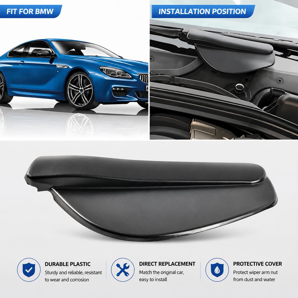 61617035103 Front Windshield Wiper Arm Nut Cap Cover For BMW 5 6 Series E60 E61 E63 E64 2003-2010 Right Side Passenger Driver