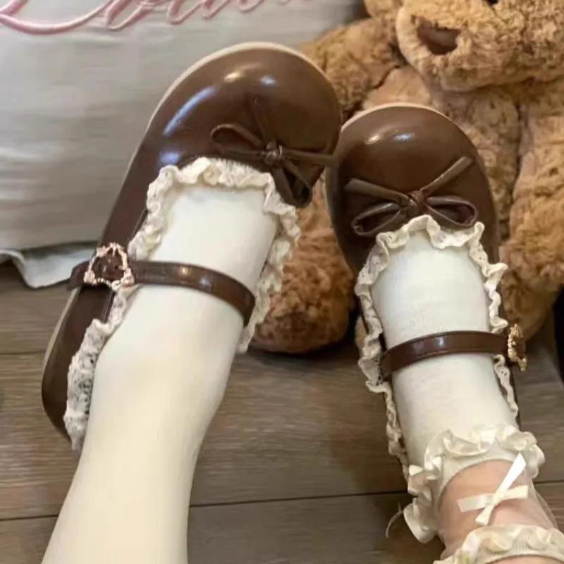 Women's Shoes Fashion Round Head Shallow Mouth Single Shoe Sweet Cute Butterfly Knot Women Lolita Shoes Fashion Mary Jane Shoes
