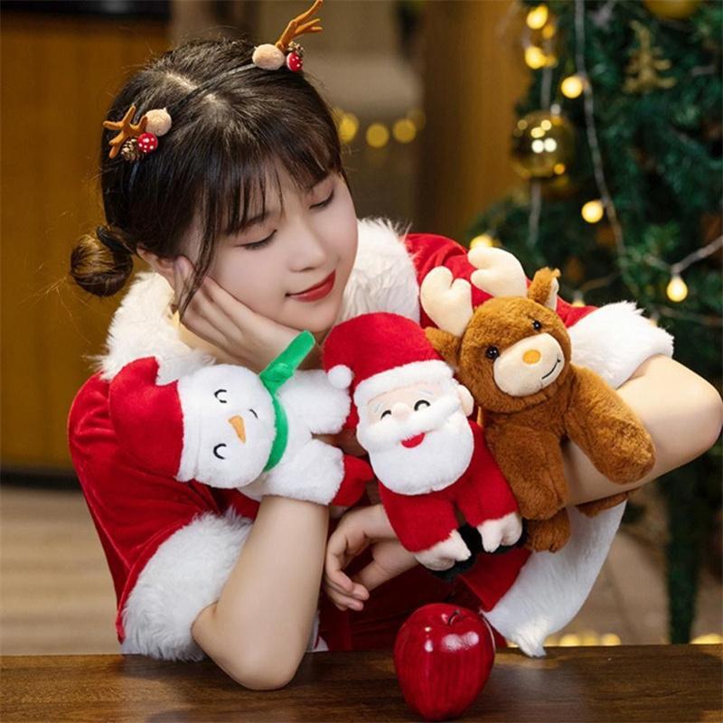 Slap Band Christmas Santa Plush Toy Cute Snowman Wristband Cartoon Gifts Decor