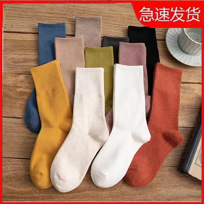 White socks women's autumn and winter tube socks cute trendy mink velvet thickened warm furry stockings